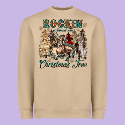 Rockin Around The Christmas Tree Heavyweight Sweatshirt Designed By Cowgirlartshop