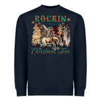 Navy rockin around the christmas tree Heavyweight Sweatshirt - CowGirlArtShop