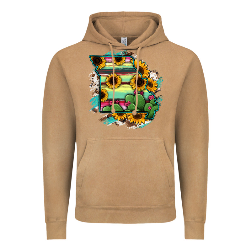 Missouri Map Sunflower Cactus Serape Vintage Hoodie by RanaPortraitStore | Teevron