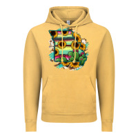 Vintage Mustard Missouri Map Sunflower Cactus Serape Vintage Hoodie - RanaPortraitStore