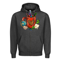 Charcoal Heather teacher crayons coffee mug Zipper Hoodie - FaDigitalArtStudio