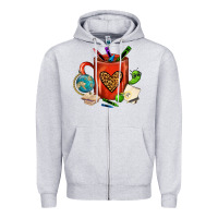 Heather Grey teacher crayons coffee mug Zipper Hoodie - FaDigitalArtStudio