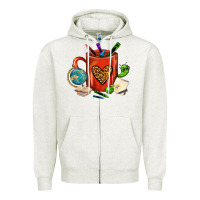 Oatmeal Heather teacher crayons coffee mug Zipper Hoodie - FaDigitalArtStudio