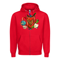 Red teacher crayons coffee mug Zipper Hoodie - FaDigitalArtStudio