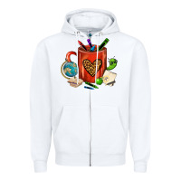 White teacher crayons coffee mug Zipper Hoodie - FaDigitalArtStudio