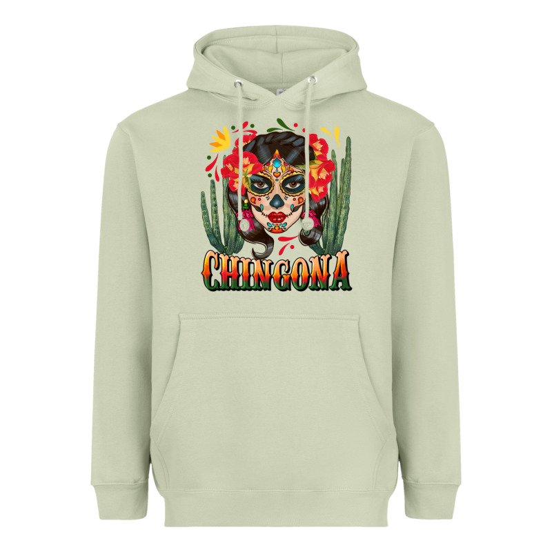 Chingona Sugar Skull Heavyweight Hoodie by BundleAndBundleShop | Teevron