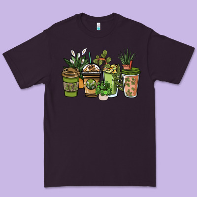 Plant Lover Coffee Cups Premium Tee Designed By Nancycooperartshop