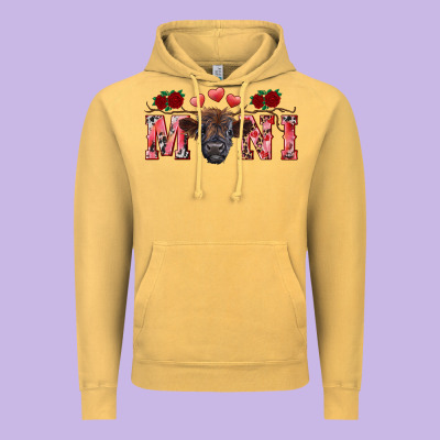 Valentine's Day Mini Black Highland Calf Vintage Hoodie Designed By Ranaportraitstore