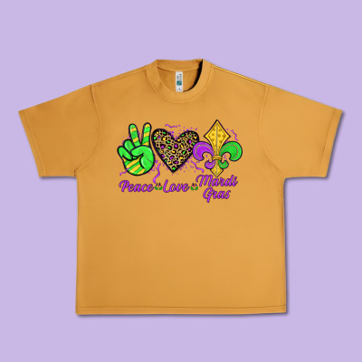 Peace Love Mardi Gras Urban Heavy Tee Designed By Jahusdesignshop