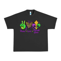 Pigment Black peace love mardi gras Urban Heavy Tee - JahusDesignShop