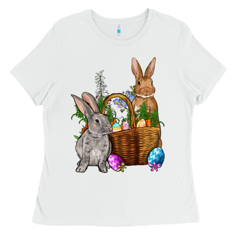Bunnys Carrots Eggs With Basket Easter Ladies Tee by NancyCooperArtShop | Teevron