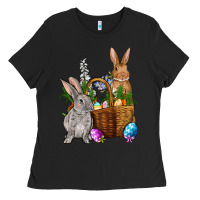 Black Bunnys carrots eggs with basket Easter Ladies Tee - NancyCooperArtShop