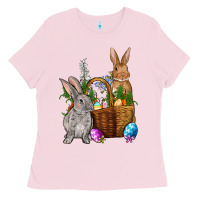 Bubblegum Pink Bunnys carrots eggs with basket Easter Ladies Tee - NancyCooperArtShop