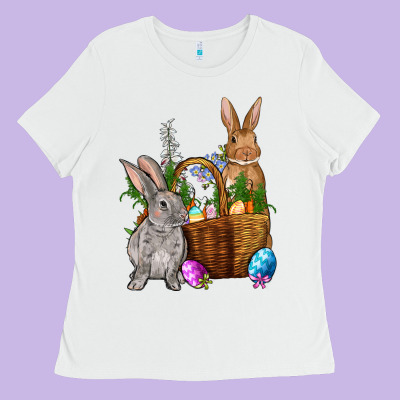 Bunnys Carrots Eggs With Basket Easter Ladies Tee Designed By Nancycooperartshop