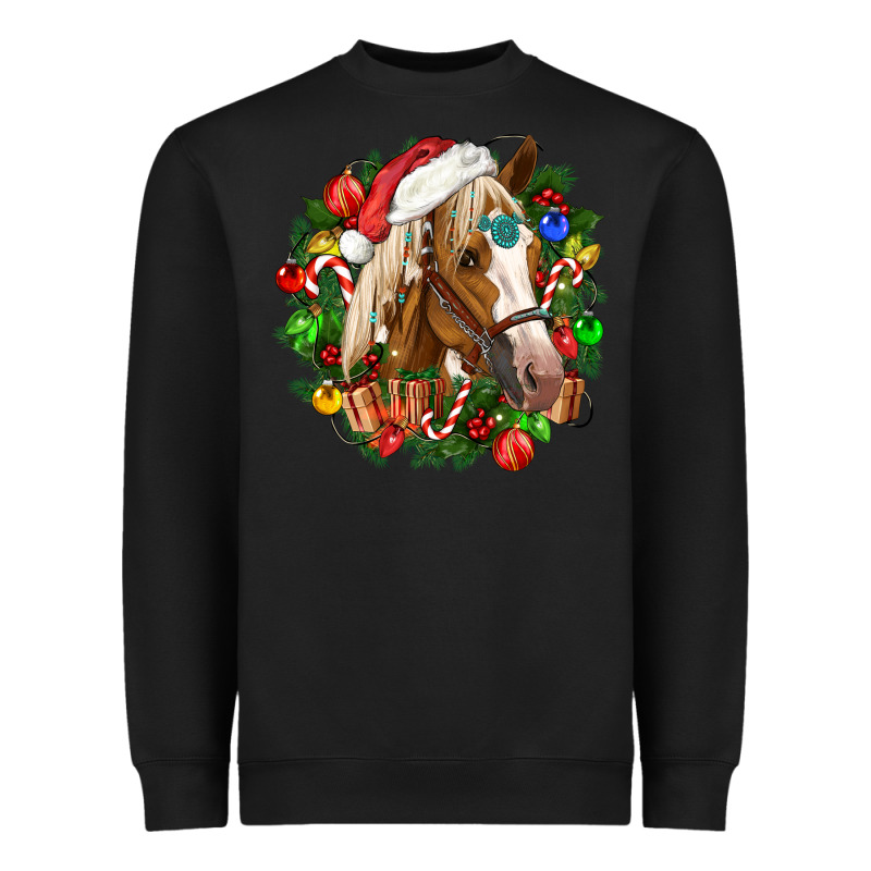 Horse Christmas Wreath Heavyweight Sweatshirt by CowGirlArtShop | Teevron