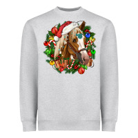 Heather Grey horse christmas wreath Heavyweight Sweatshirt - CowGirlArtShop
