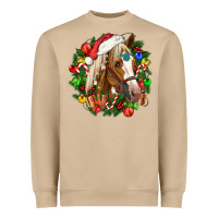 Mushroom horse christmas wreath Heavyweight Sweatshirt - CowGirlArtShop