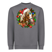 Storm horse christmas wreath Heavyweight Sweatshirt - CowGirlArtShop