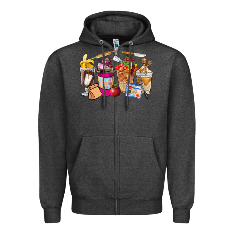 Lunch Lady Coffee Cups Zipper Hoodie by FaDigitalArtStudio | Teevron