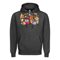 Charcoal Heather Lunch Lady Coffee Cups Zipper Hoodie - FaDigitalArtStudio