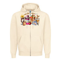 Sandshell Lunch Lady Coffee Cups Zipper Hoodie - FaDigitalArtStudio