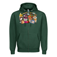 Sports Green Lunch Lady Coffee Cups Zipper Hoodie - FaDigitalArtStudio
