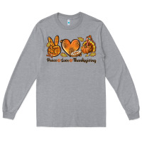 Heather Grey Peace Love Thanksgiving Long Sleeve Tee - texasbilliewilder
