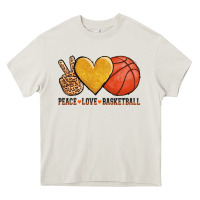 Cream peace love basketball Heavy Core Tee - AdoDesignShop