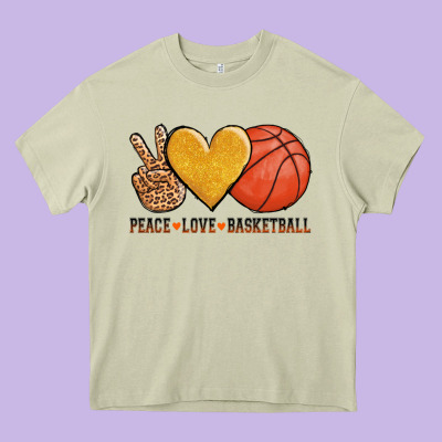 Peace Love Basketball Heavy Core Tee Designed By Adodesignshop