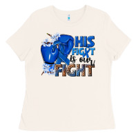 Bone his fight is our fight colon cancer blue ribbon Ladies Tee - NancyCooperArtShop
