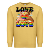 Antique Gold love is love lgbtq pride hands Premium Sweatshirt - LillyAllenDesigns