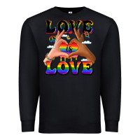 Black love is love lgbtq pride hands Premium Sweatshirt - LillyAllenDesigns