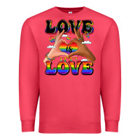 Cardinal love is love lgbtq pride hands Premium Sweatshirt - LillyAllenDesigns