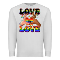 Dove Grey love is love lgbtq pride hands Premium Sweatshirt - LillyAllenDesigns
