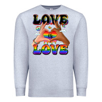 Heather Grey love is love lgbtq pride hands Premium Sweatshirt - LillyAllenDesigns