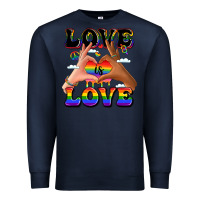Navy love is love lgbtq pride hands Premium Sweatshirt - LillyAllenDesigns