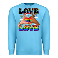 Ocean Blue love is love lgbtq pride hands Premium Sweatshirt - LillyAllenDesigns