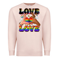 Pale Pink love is love lgbtq pride hands Premium Sweatshirt - LillyAllenDesigns