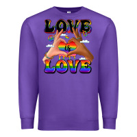 Purple love is love lgbtq pride hands Premium Sweatshirt - LillyAllenDesigns