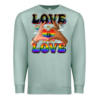 Seafoam love is love lgbtq pride hands Premium Sweatshirt - LillyAllenDesigns