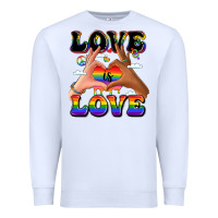 White love is love lgbtq pride hands Premium Sweatshirt - LillyAllenDesigns
