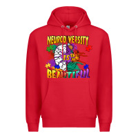 Red Neurodiversity is beautiful Premium Hoodie - FaDigitalArtStudio