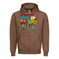 Chestnut I Run On Coffee And Softball Frappe Zipper Hoodie - FaDigitalArtStudio