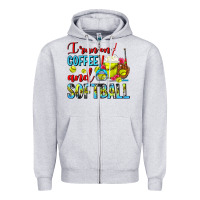 Heather Grey I Run On Coffee And Softball Frappe Zipper Hoodie - FaDigitalArtStudio