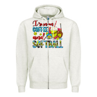 Oatmeal Heather I Run On Coffee And Softball Frappe Zipper Hoodie - FaDigitalArtStudio