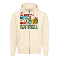 Sandshell I Run On Coffee And Softball Frappe Zipper Hoodie - FaDigitalArtStudio
