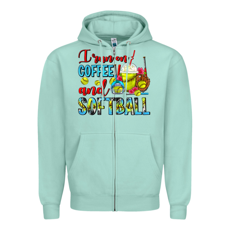 I Run On Coffee And Softball Frappe Zipper Hoodie by FaDigitalArtStudio | Teevron