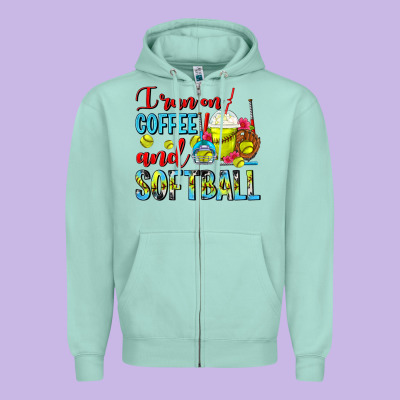 I Run On Coffee And Softball Frappe Zipper Hoodie Designed By Fadigitalartstudio
