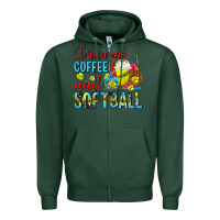 Sports Green I Run On Coffee And Softball Frappe Zipper Hoodie - FaDigitalArtStudio