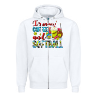 White I Run On Coffee And Softball Frappe Zipper Hoodie - FaDigitalArtStudio